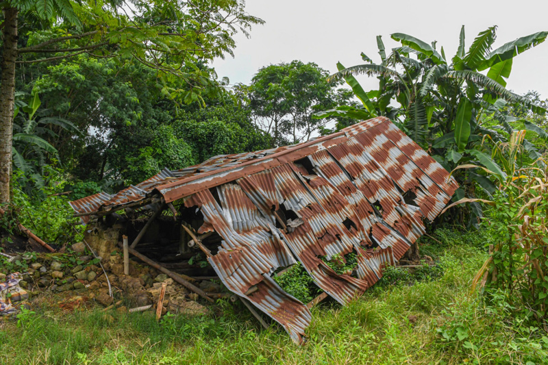 A destroyed house is seen in the northeastern Indian state of Manipur following the clashes between Meiteis and Kukis, Aug. 11, 2023. (Biplov Bhuyan/SOPA Images/LightRocket via Getty Images)